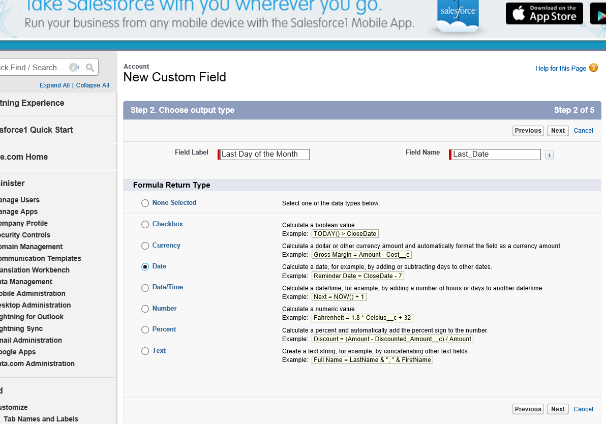 formula field in salesforce